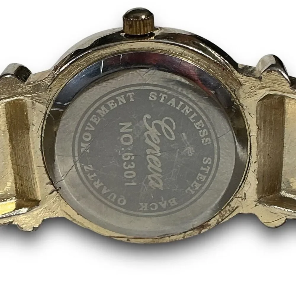 Y2K Vintage Gold Tone Round Face Bangle Cuff Bracelet Watch